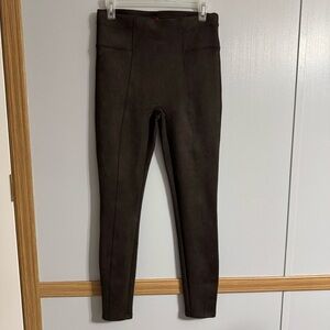 SPANX Chocolate Brown Faux Suede Leggings Size Medium